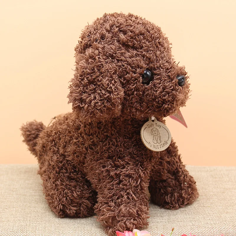 Cute Simulation Puppy Curly Teddy Dog Pet Anime Dolls Soft Stuffed Plush Toys for Children Kids Decor Collection Brinquedos