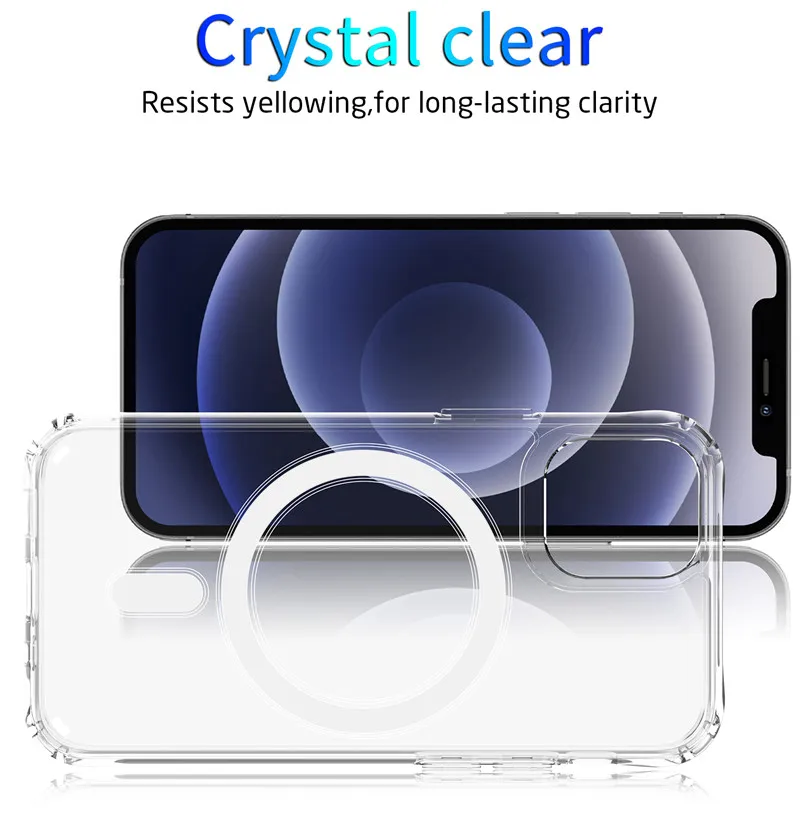 Transparent Shockproof Cover Magnet Ring Wireless Charger magnetic Phone Case for iPhone 12 Pro Max