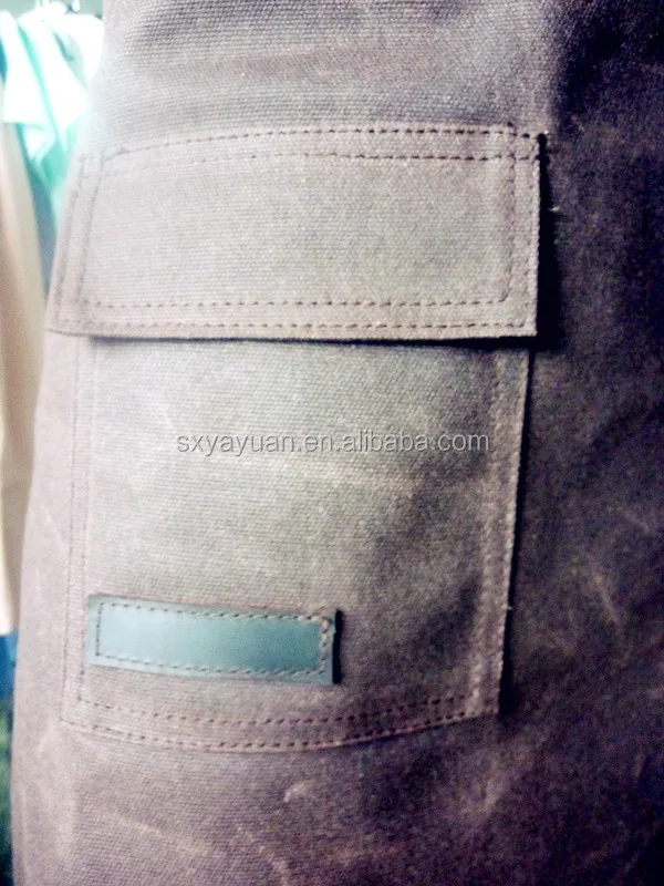 Brown oil wax canvas retro apron / waterproof oil apron