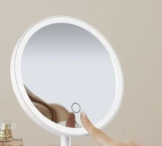 Hot sale round shape design makeup vanity set mirrored high quality home bedroom white beauty table LED touch makeup mirror