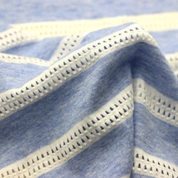 Stripe Grey Hole Single Jersey Mesh Fabric Knit Weft Jacquard Dobby Yarn Dyed Stripe Grey Hole Single Jersey Fabric for Garment