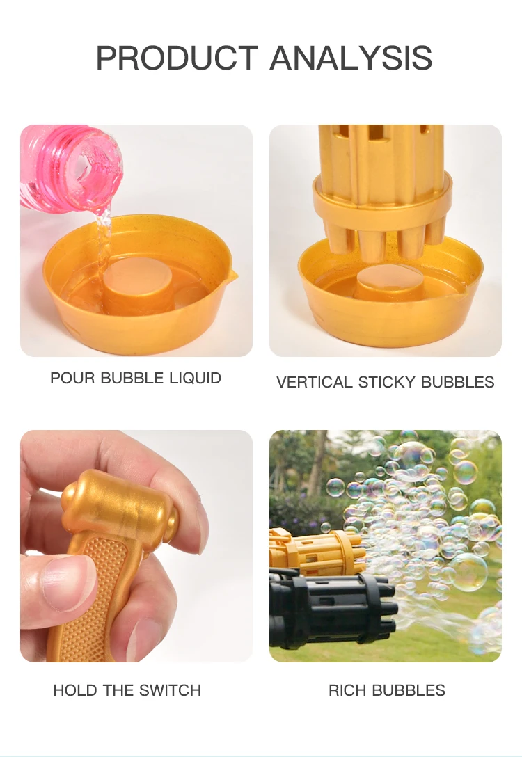Electric Guns Toy Blowing Blaster Soap Outdoor Games Summer Party Portable Blower Water Pistola de burbujas Gatling Bubble Gun
