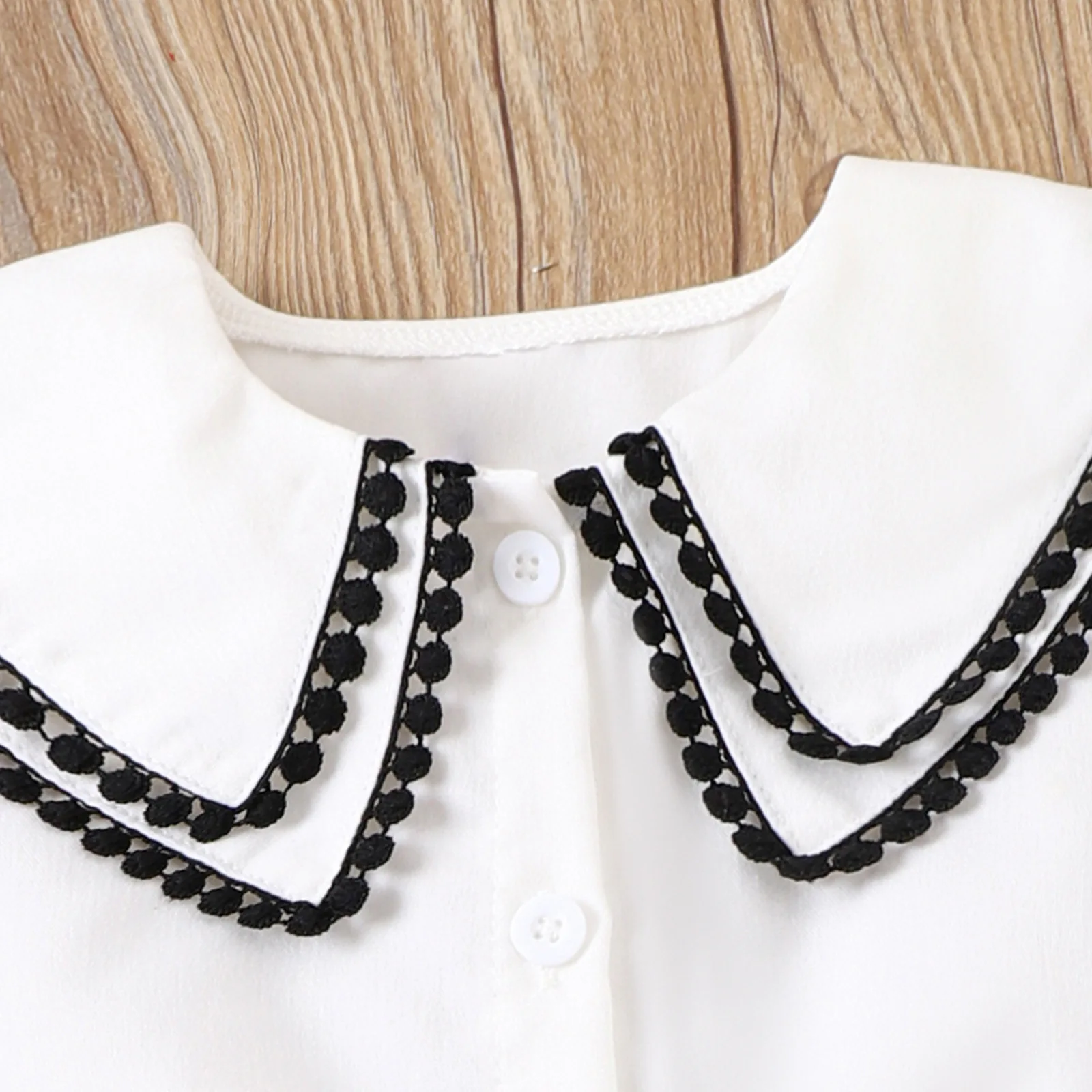 British style baby girl set with solid color lace long sleeved top and PU leather pants short skirt in stock