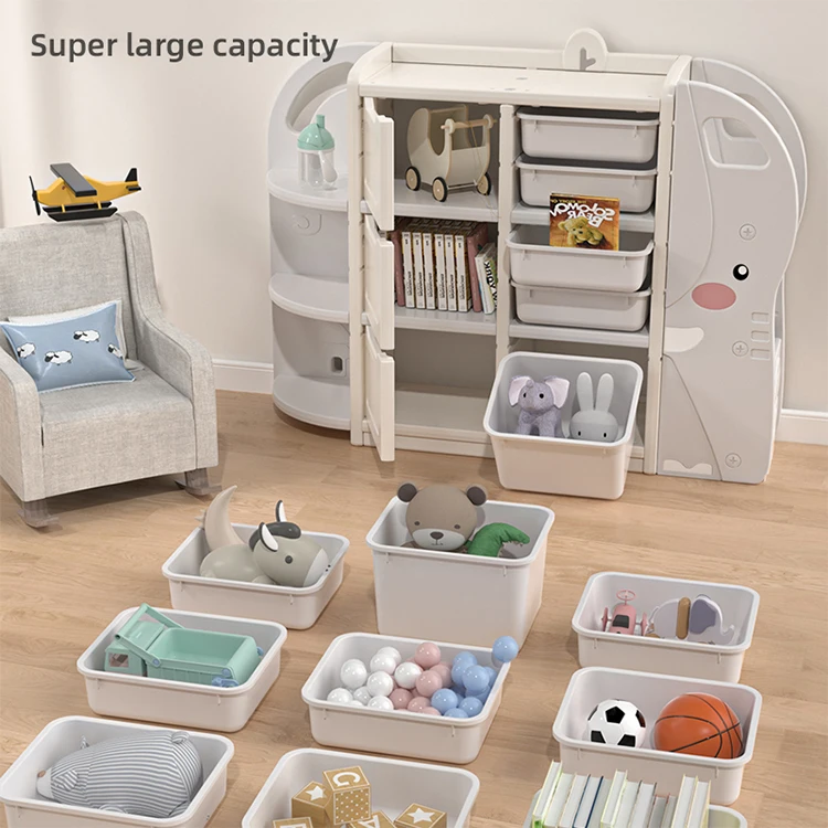 Children Furniture  Elephant Bookcase Plastic Cartoon Bookshelf Kids Toy Shelf Baby Storage Toy Rack