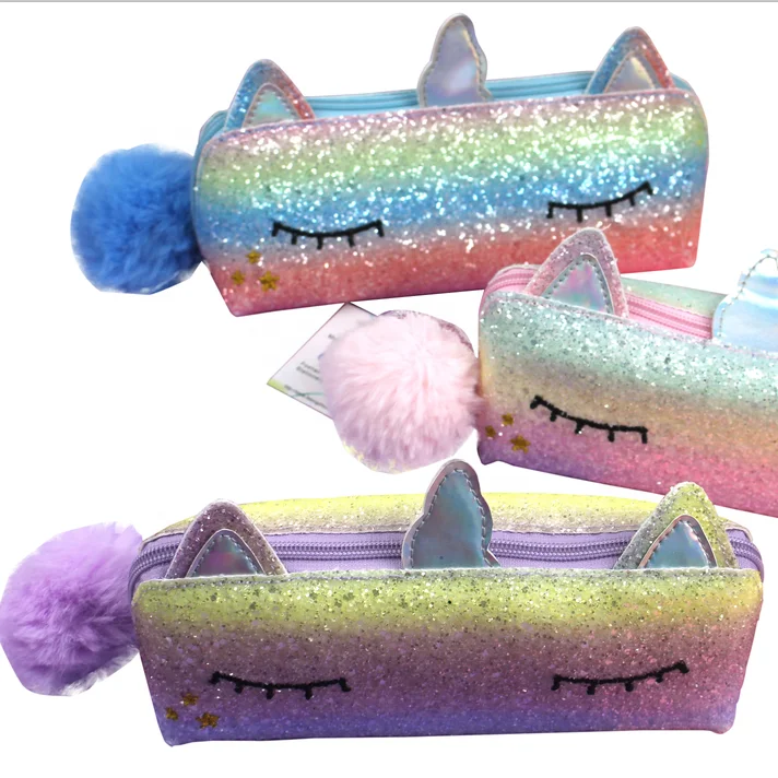 Lovely and glitter unicorn pencil case for girls