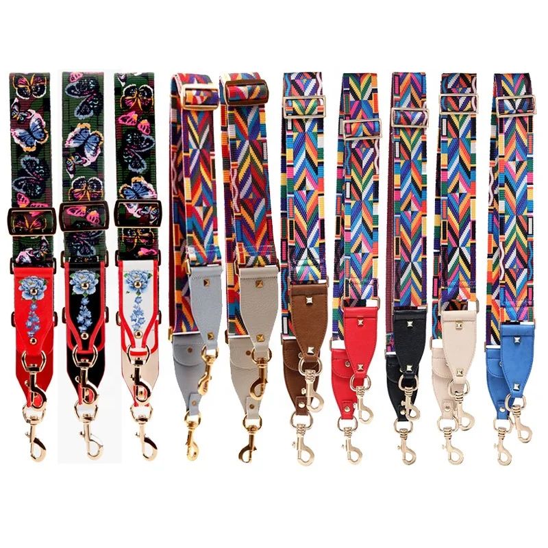 high quality adjustable shoulder bag strap fashionable colorful ribbon  guitar straps for handbags