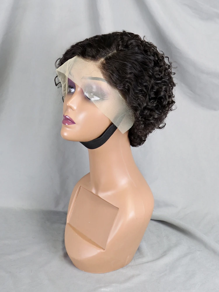 Pixie Cut Short Water Wave Curly 4/27 Honey Blonde Ombre Color Bob Wig Wholesale Virgin Human Hair 13x4 Lace Frontal Pixie Wig