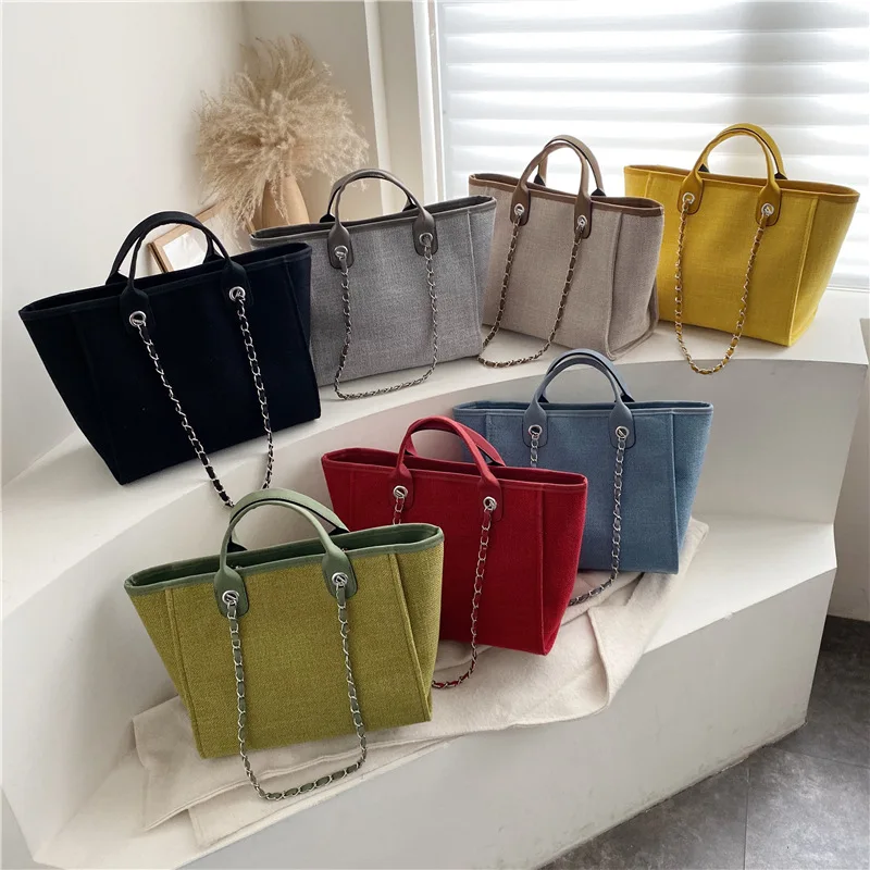 Designer tote hand bag Larger capacity cotton canvas tote bag women leisure outdoor shoulder bag handbag