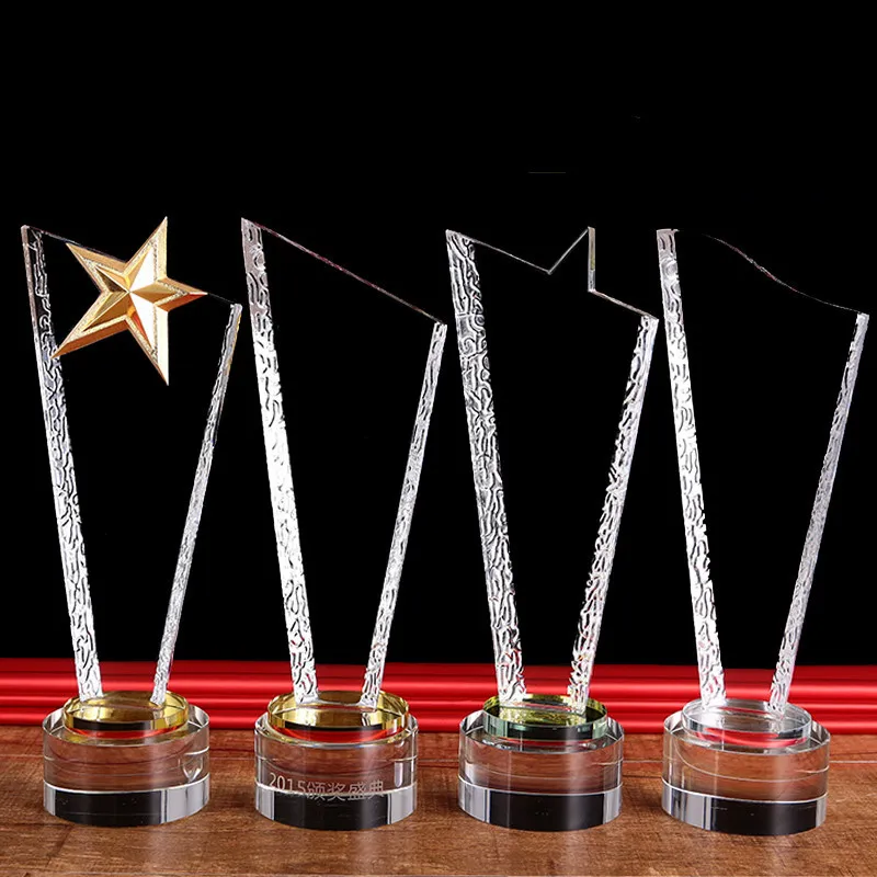 wholesale crystal blank trophy award customized medals and sport cup crystal trophy