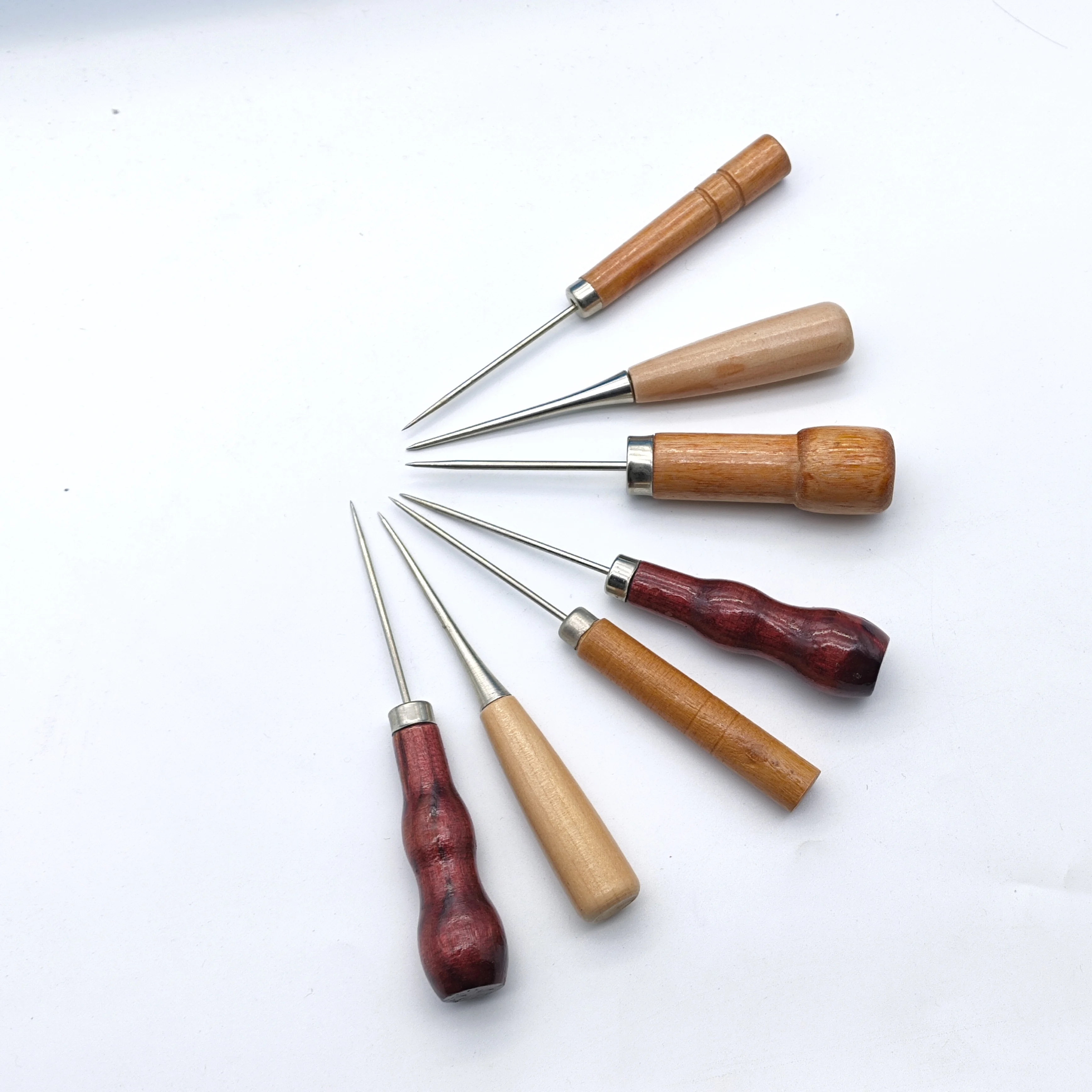 Wholesale Shoe Repair Long Wooden Craft Tools Gourd Shape Handle Leather Sewing Awl