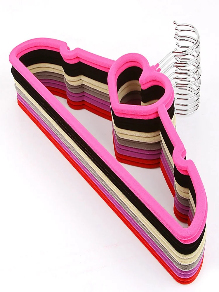 Wholesale Velvet Hangers Cheap Plastic Pink Non Slip Flocked Clothes Hanger