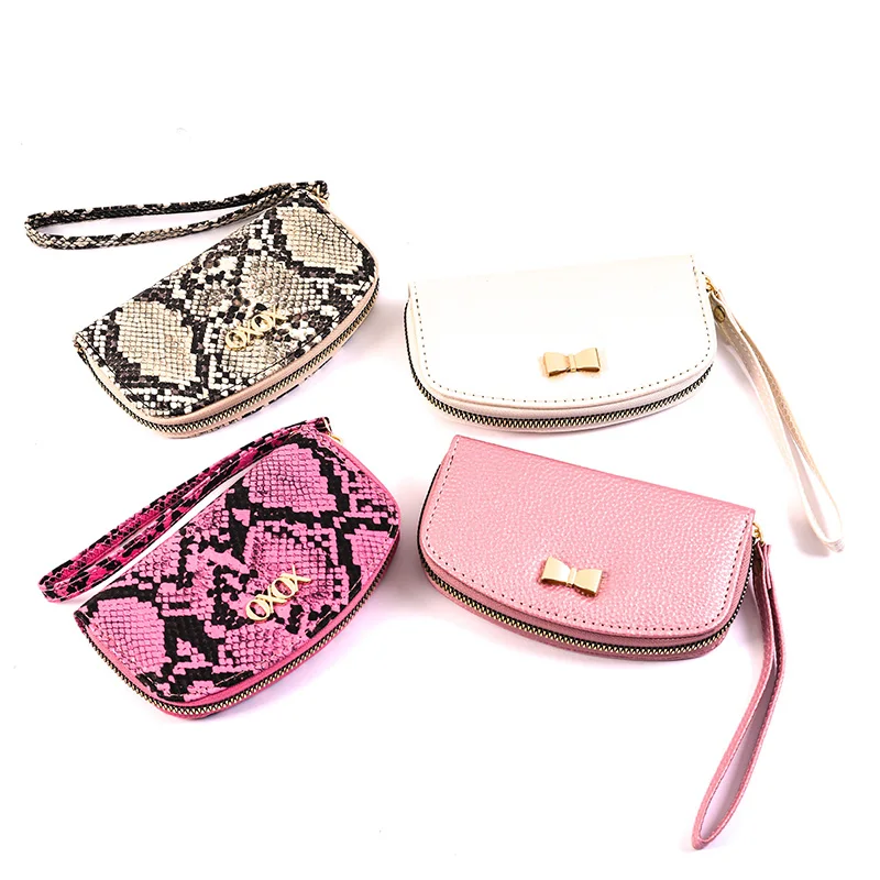 Wholesale Fashion Snake Pattern Clutch Bag Women PU Leather Wallet With Wrist Strap