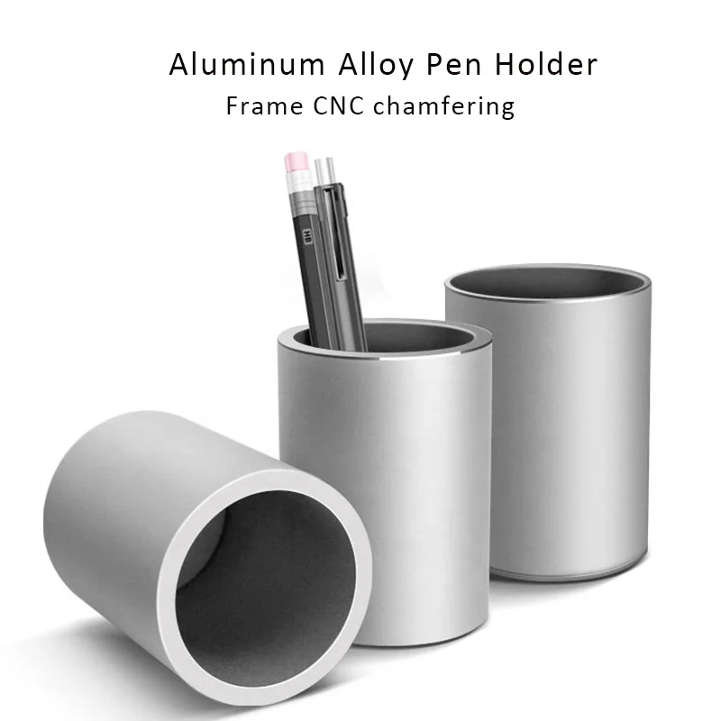 
Aluminum pen holder office desk storage organizer single custom round pen stand metal free laser carving for LOGO 