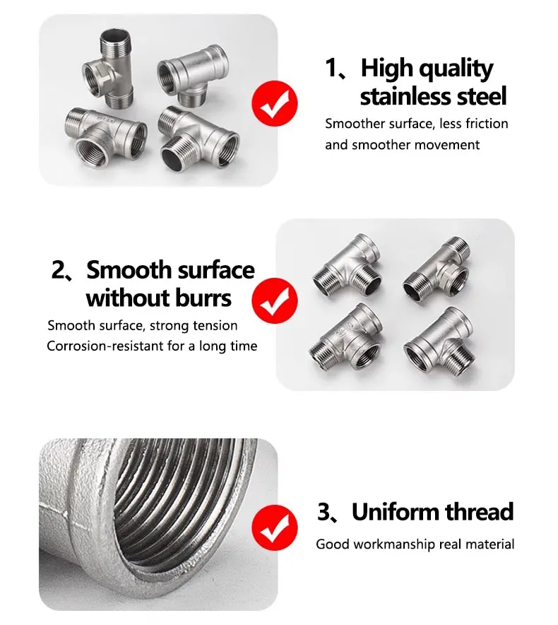 Factory Wholesale Stainless Steel Pipe Fittings SS304 SS316 FM Tee For Pipeline Connection