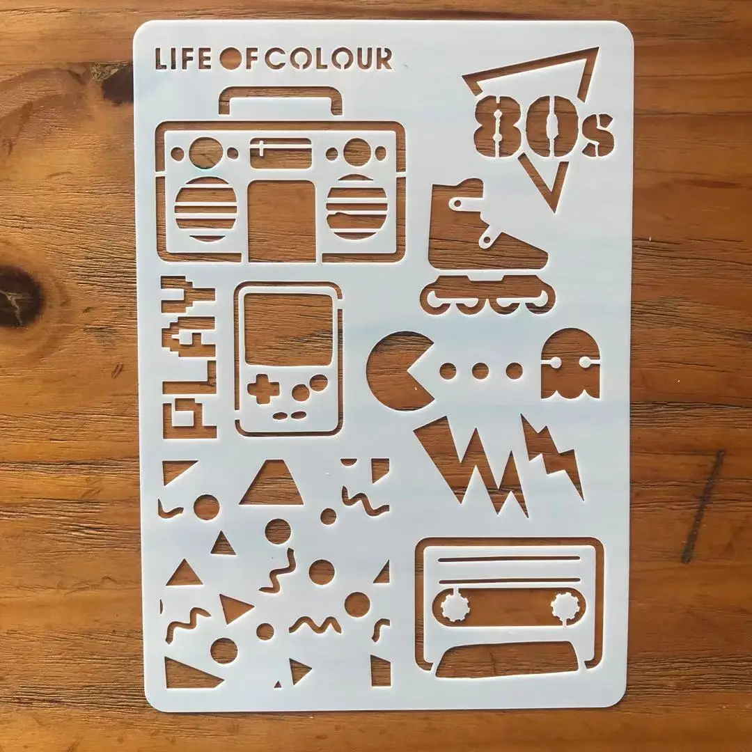 Plastic Custom Shape Art Painting Template diary Journal Stencil Square Christmas Drawing Stencils