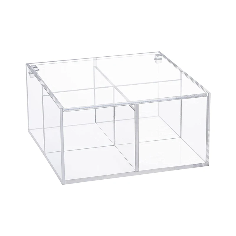 Factory custom acrylic jewelry box with 4 compartments, clear acrylic plexiglass boxes with lids,transparent acrylic storage box