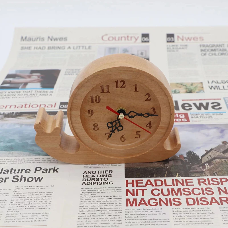 Customized Handmade Wooden Table Alarm Clock For Gift