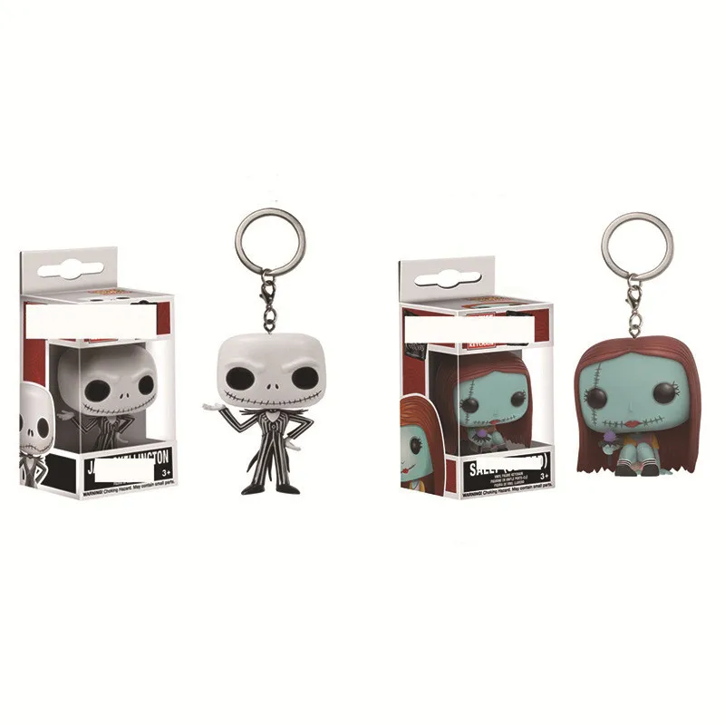 Dropshipping best selling  Funkoo Pop The Nightmare Before Christmas Action Figure Jack Skellington Sally Keychain Toys 5cm