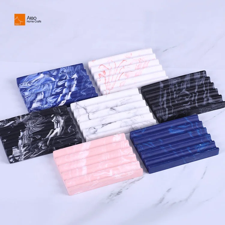 Natural Marble Resin Concrete Stone Effect Fancy Soap Dish China Suppliers Bathroom Tray Counter Top Shower Soap Dish Hotels
