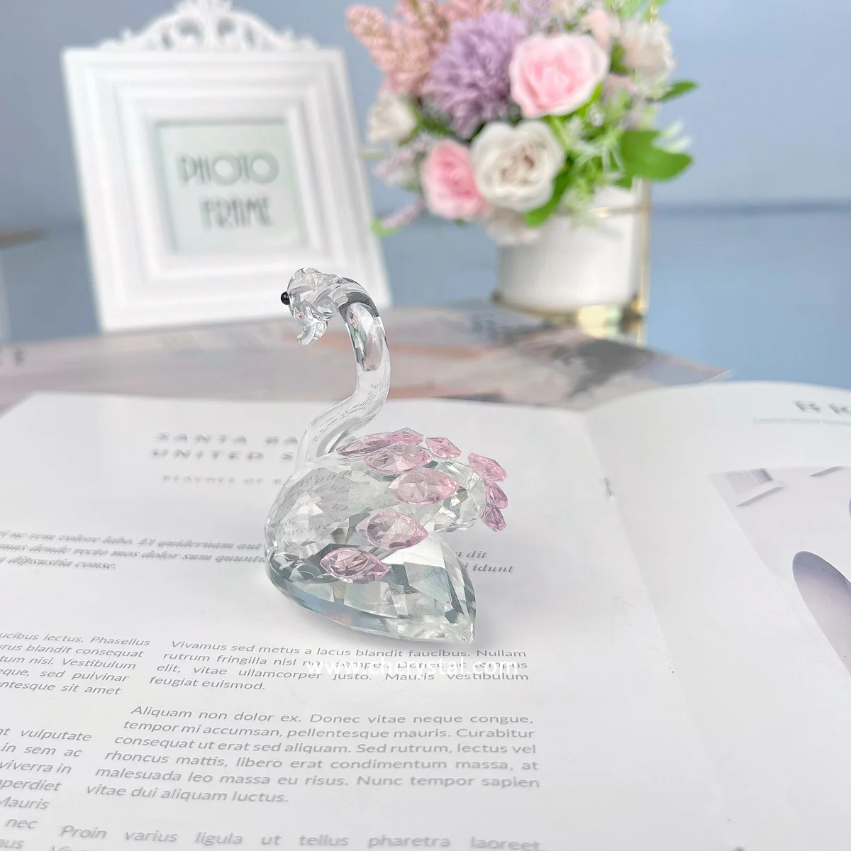 Hot Sale Wholesale Crystal Glass Swan Figurine For Animal Figurines Hand Carved Crystal Animals For wedding