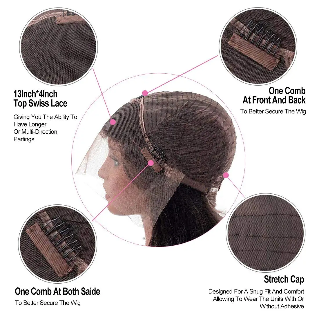 Lace Front Human Hair Wigs 100% Virgin Peruvian Long Straight Human Hair Glueless Full Lace Wig With Baby Hair For Black Women