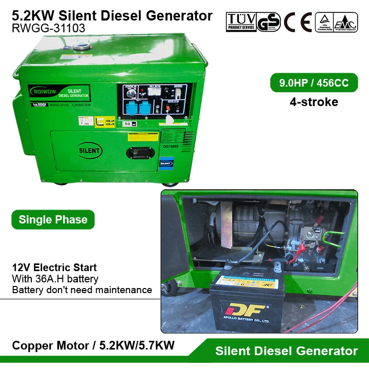 Sale CE 5.2KW Super Silent Diesel Portable Power Generator Set For Home Camping Small Silent Soundproof Diesel Generators Silent