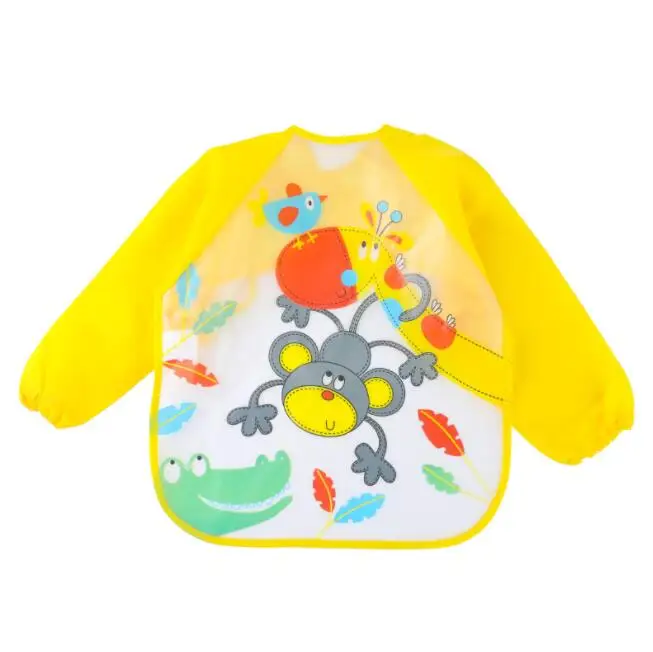 Kid Girl Boy Polyester Waterproof Long Sleeve Feeding Eating Apron Cute Toddler Bib For Baby