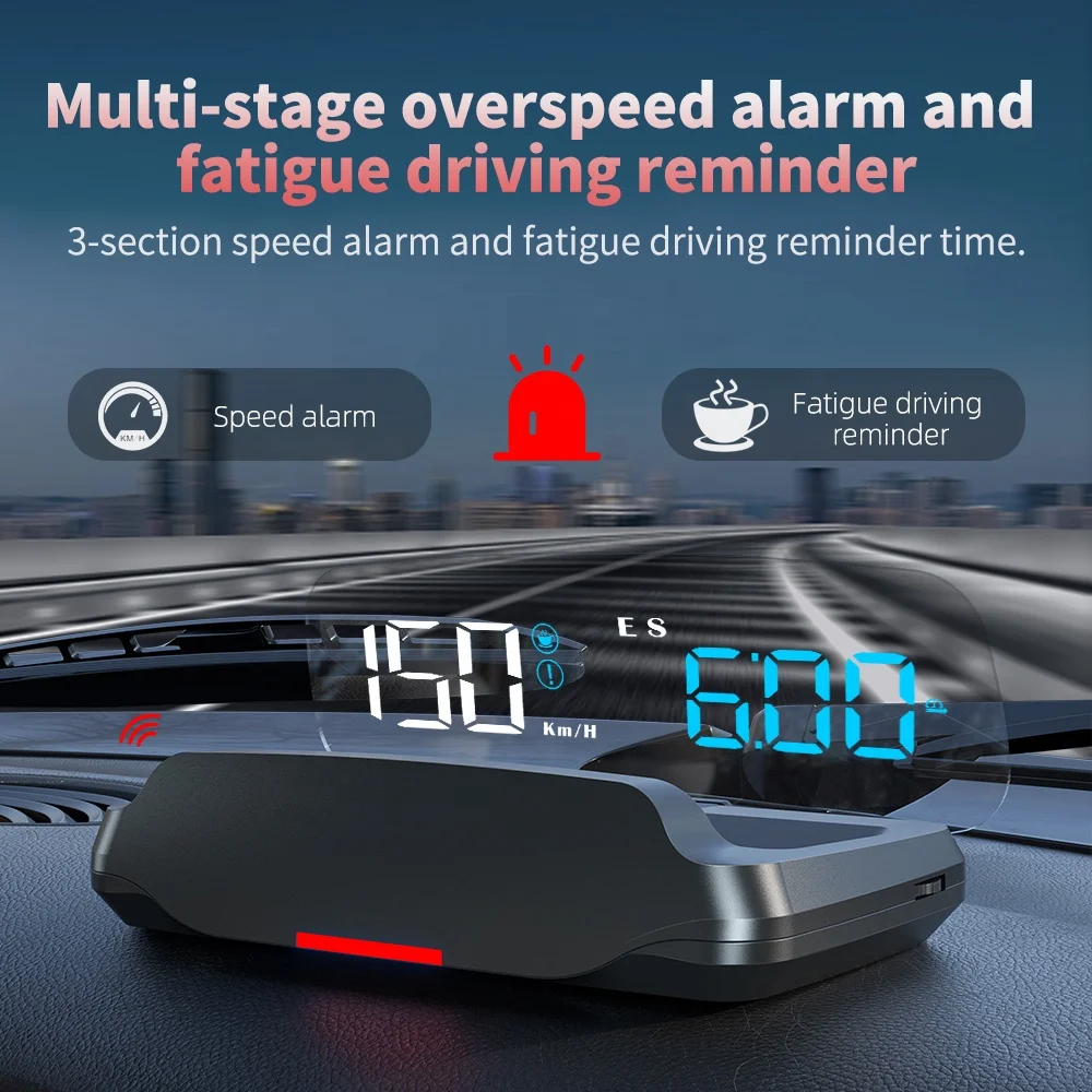 New 100% Car mirror GPS HUD head up display car speed alarm C7 blue LED popular hud display speedometer electronics