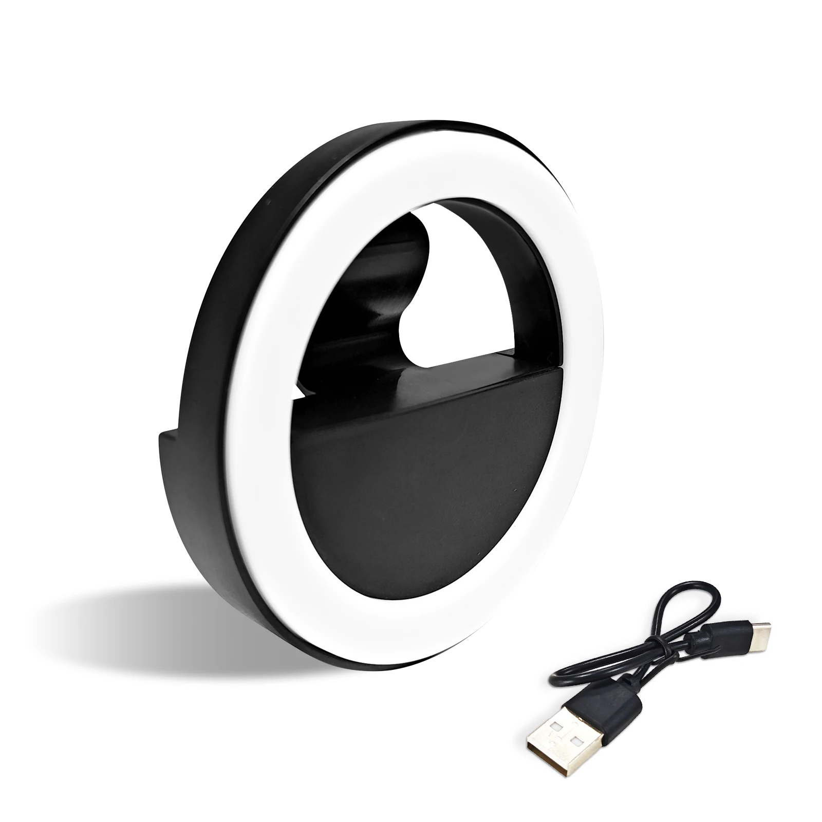 Черный светодиодный уровень 3 регулируемый свет перезаряжаемый заполняющий круглая камера для селфи и фотосъемка сотовых телефонов