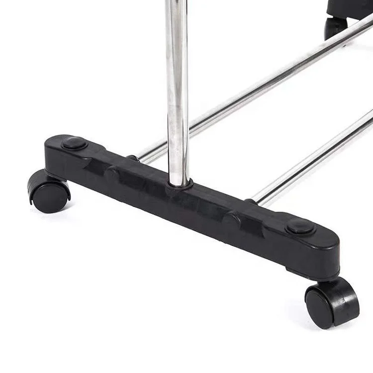 Customized Floor Standing Metal Hangers Bedroom Hanging Clothes Coat Racks With Wheels Easy To Moving