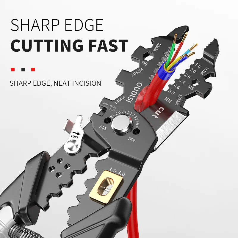 Multifunctional stainless steel wire stripping pliers electrician wire stripping, wire pressing, wire winding and shearing tube