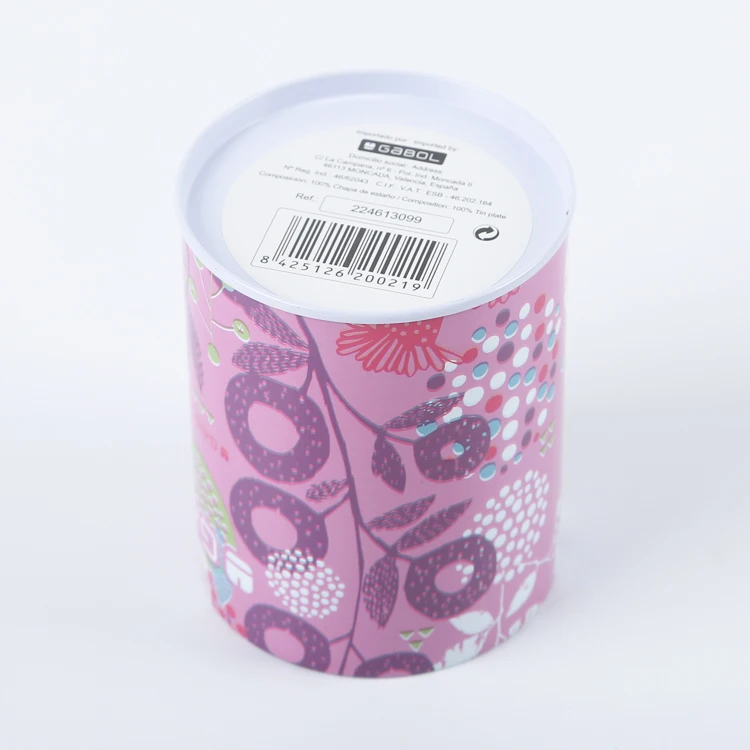 Metal tin pen box round tin pen packing tin box pen holder