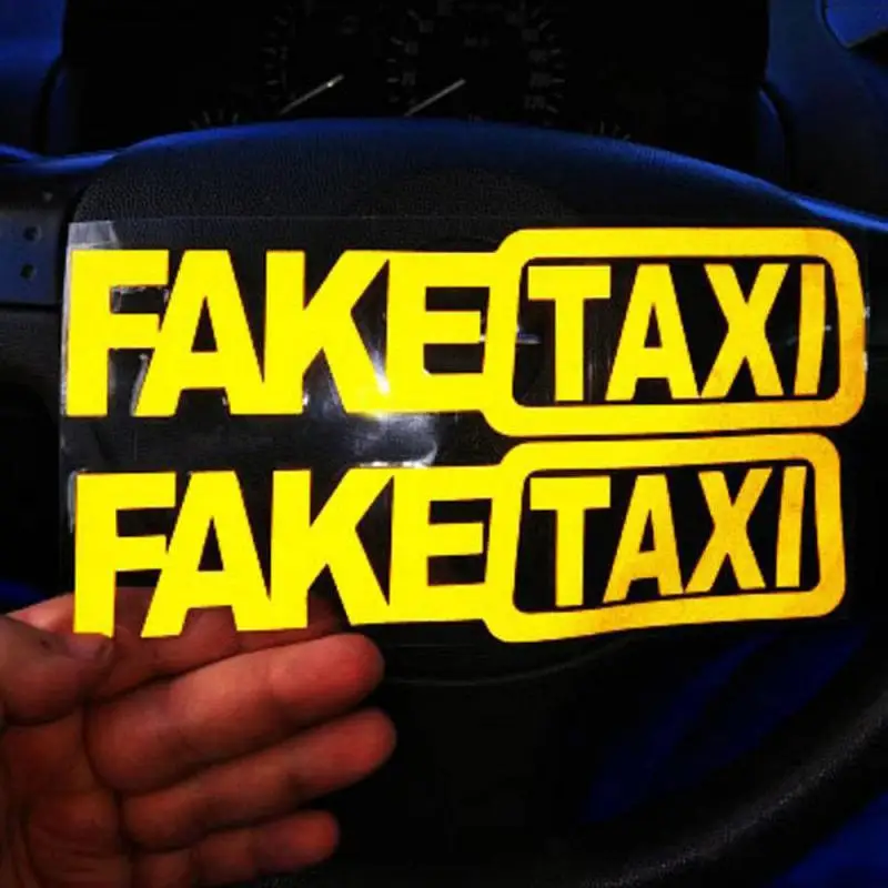 FAKE TAXI Car Sticker Fake Taxi Drift Sign Funny Decal Decor Yellow Car Bike Van Window Bumper Sticker