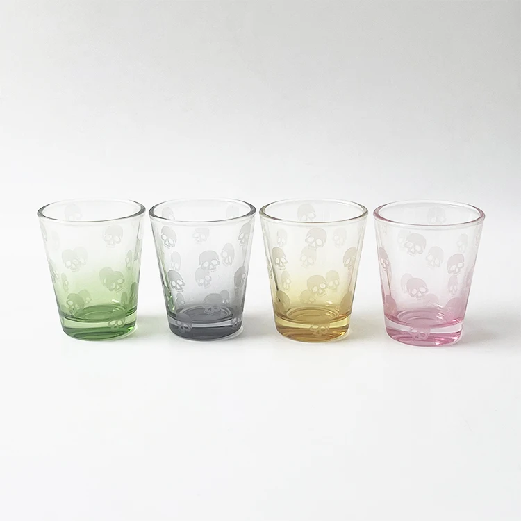 Customized Logo Highball Drinking sublimation blanks Gradually Color Heavy Base Coffee Bar Supplies Whisky Shot Glasses