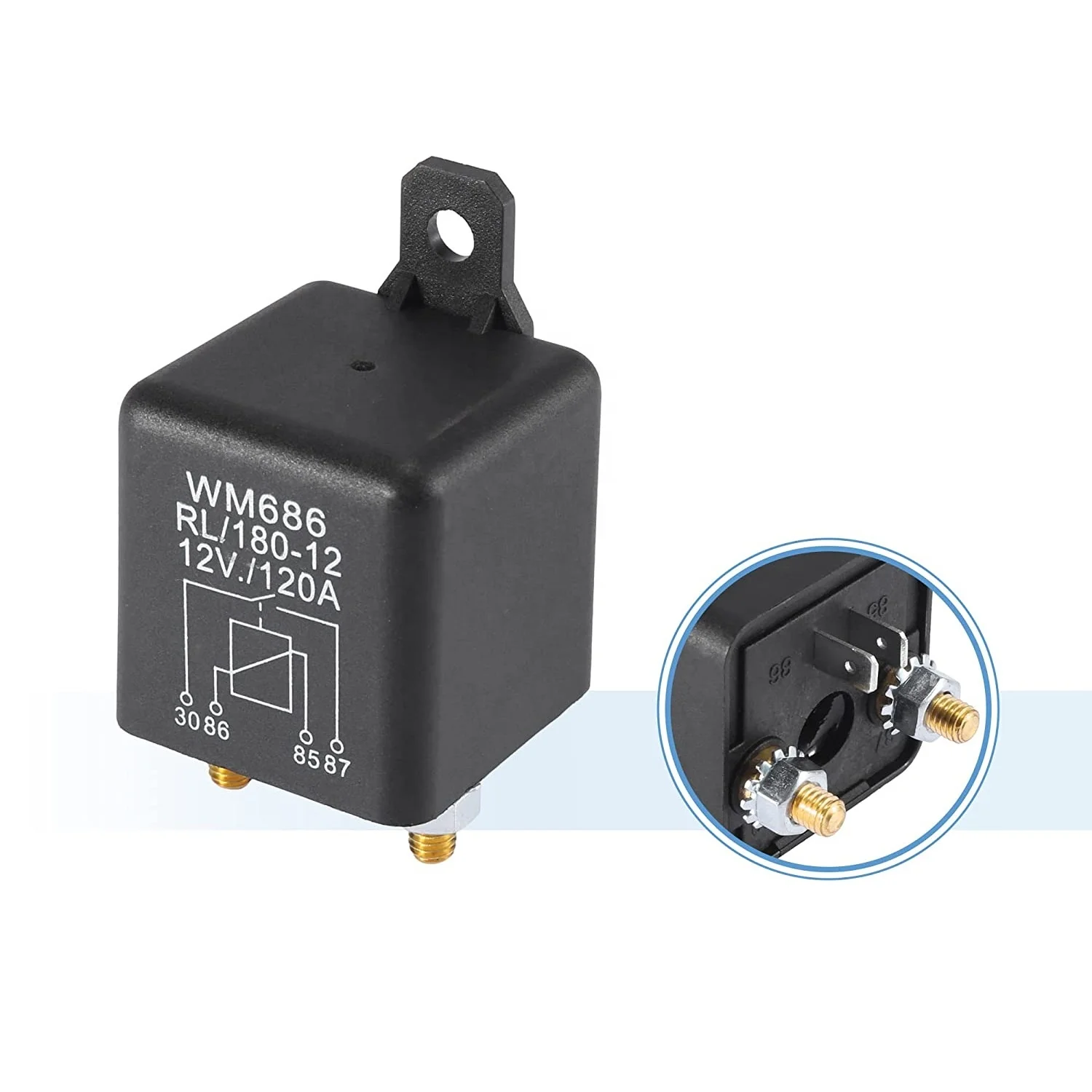 WM686 SPST 4 Pin 12V 100A High Power Car Relay Truck Motor Continuous Type Automotive Switch for Car Truck Boat Marine 24V120A