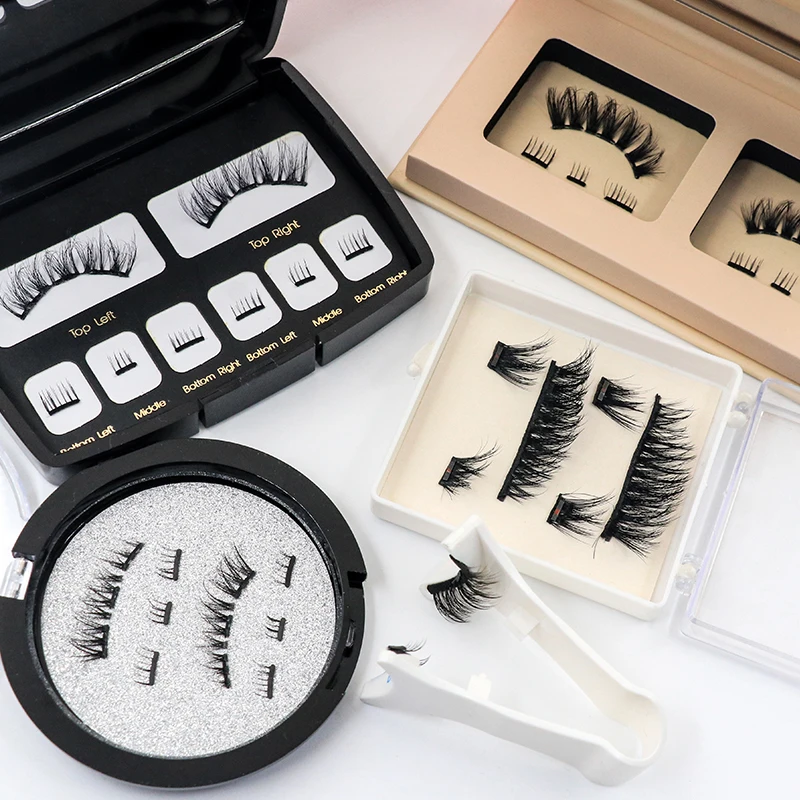 Wholesale Customized Logo Black Acrylic Lashes Box Quantum Magnetic Lashes New Thin Eyelashes No Glue No Eyeliner