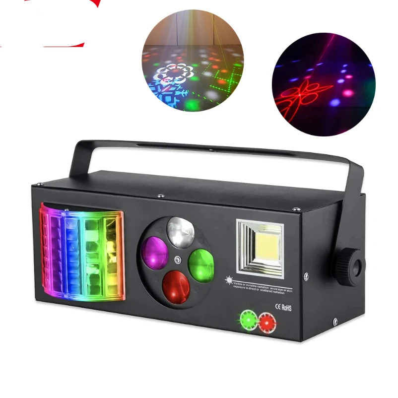 Disco Laser Nightclub Lights 4-in-1 Hybrid Lighting Effects Led Mode Remote Control Voice-controlled Stroboscopic Dj Stage Light