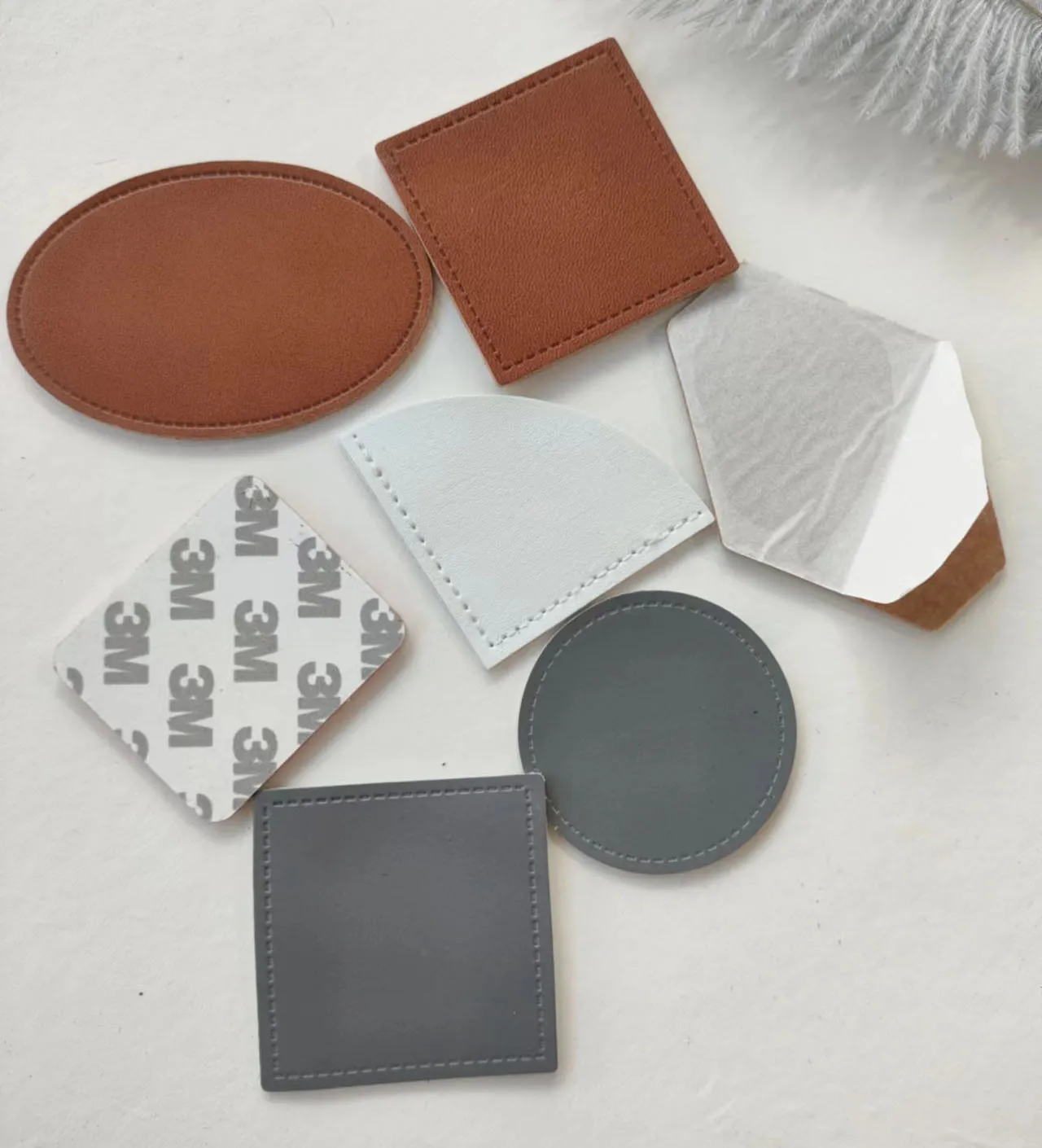 Factory wholesale custom blank leather clothing label  PU fake leather patch self-adhesive patch