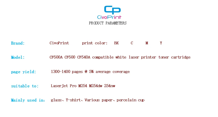  Тонерный картридж для лазерного принтера Civoprint LaserJet Pro M254 M254dw 254nw CF500A CF500