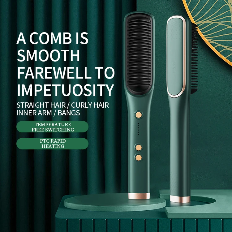 Good Price Multifunctional Straightener Hair Brush Professional Curler Tourmaline Ceramic Hot Comb Curling Iron