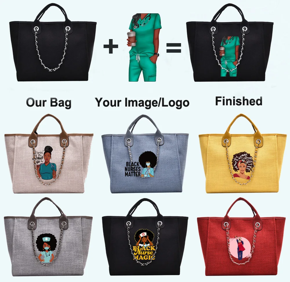 Luxury 2023 Zipper Medical Nurse Tote Bag Women Purse Handbags with Custom Logo