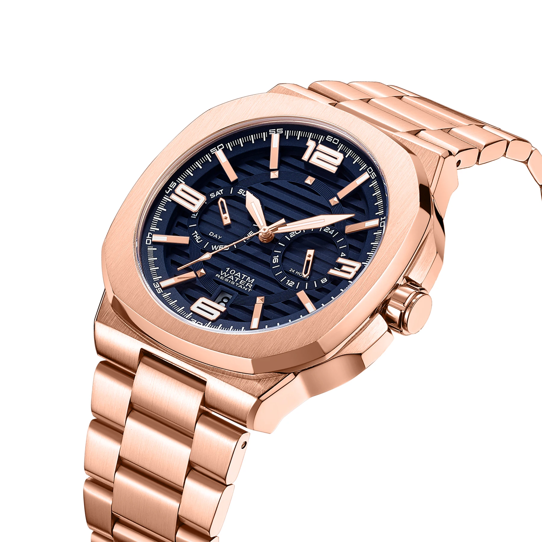 Custom logo watches Fashion Business Multifunction Wristwatch Montre Homme lux  Brands Stainless Steel Quartz Luxury watch men