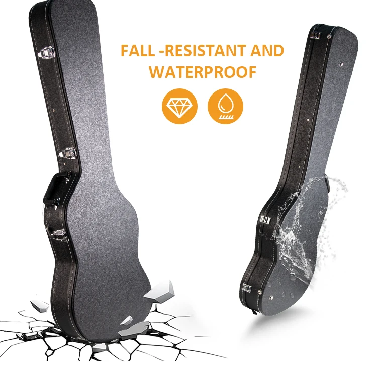 TN-YH-FD-1ST factory price wholesale black hard wood board Pu leather classic guitar case