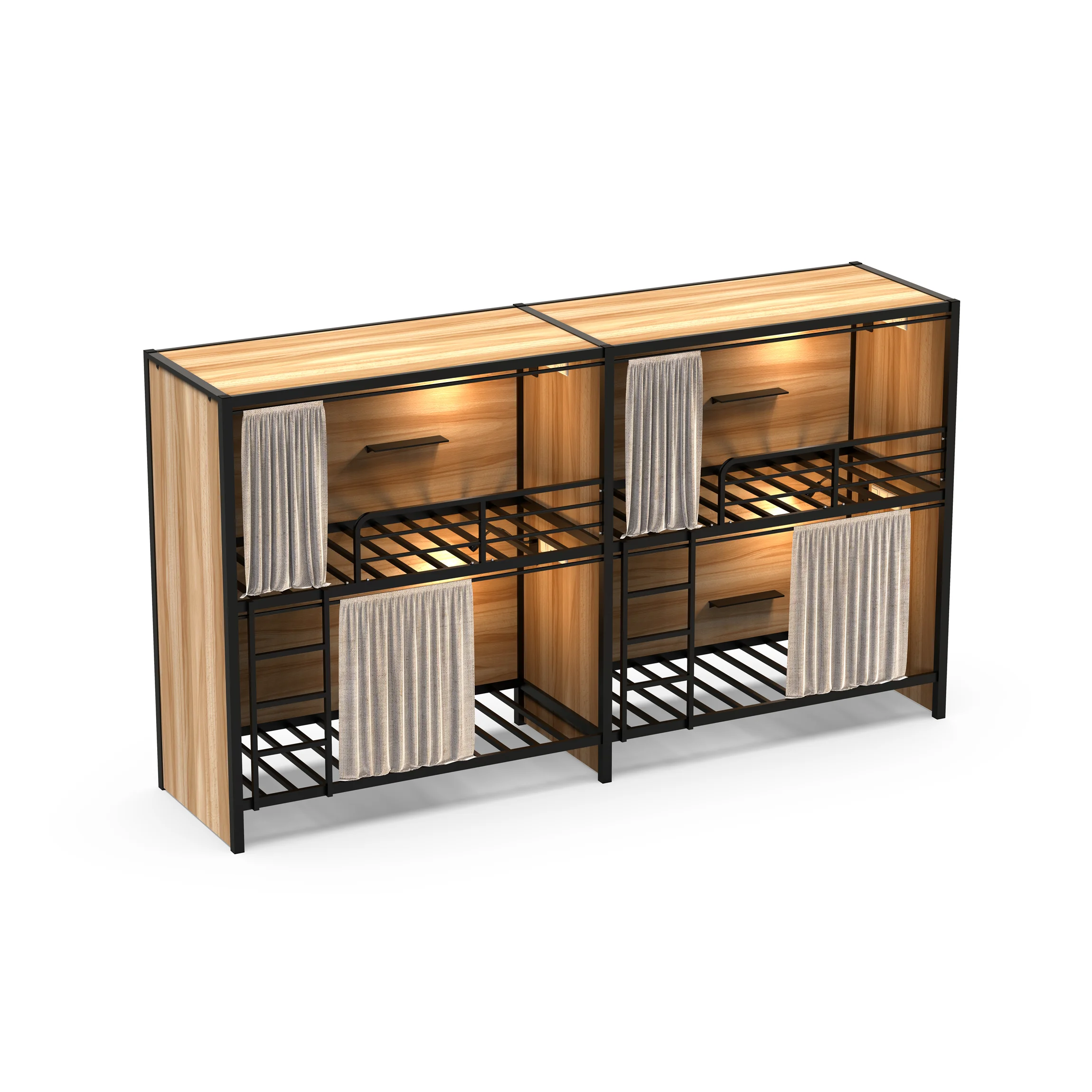 Steel frame hotel lodge OEM bunk bed sleeping box bedroom furniture for hostel and hotel