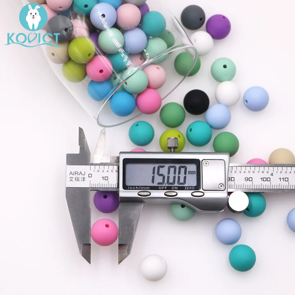 15mm Round Silicone Beads Colorful Silicone Teething Beads Loose Baby Chewing Bead for Baby Nursing Teether Toys