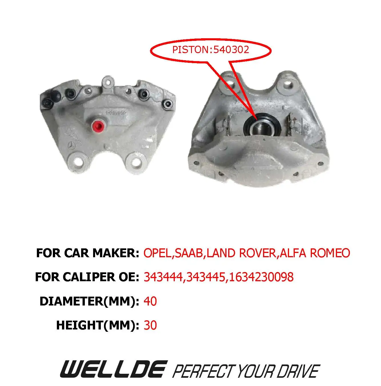 BRAKE CYLINDER PARTS ALUMINUM PISTON OF BRAKE CALIPER FOR OPEL INSIGNIA FOR LAND ROVER RANGE ROVER 234043 151286-C 344372 344763