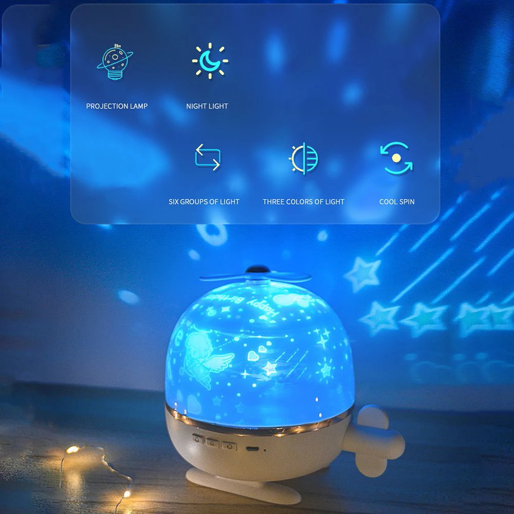 Creative Dream Romantic Starry Sky Lamp Bedroom Living Room Gypsophila Projection Light Automatic Rotating Music Night Light