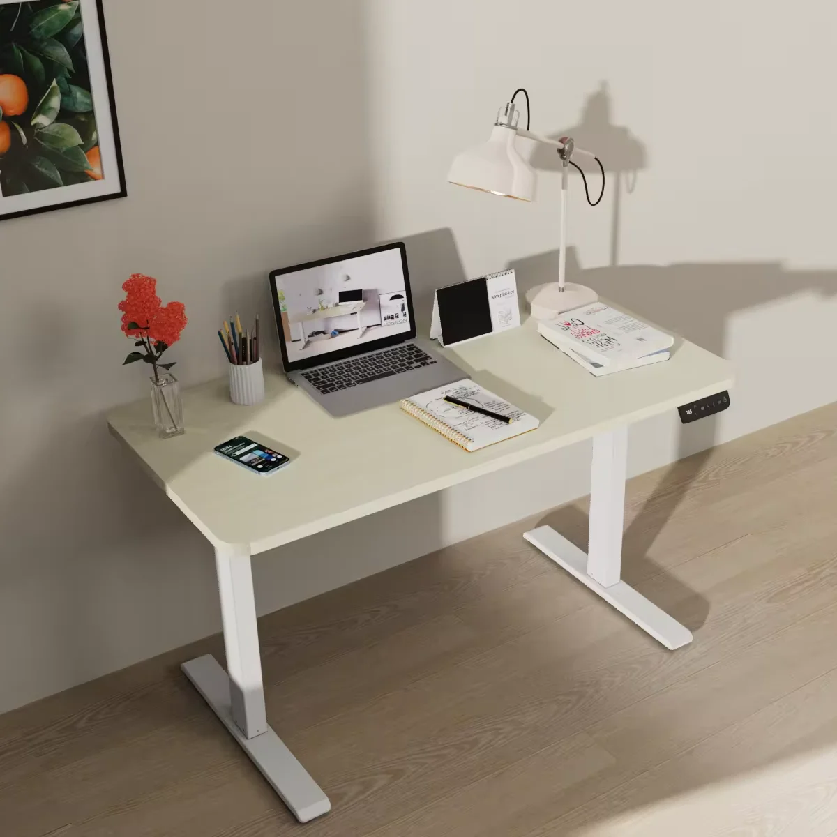 Home Office Type Dual Motor Adjustable Automatic Lifting Table Metal Frame Desk Stand