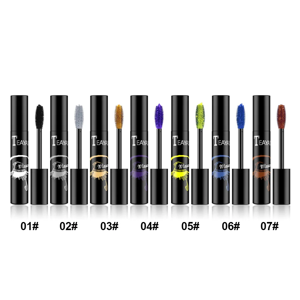 7colors Mascara waterproof long lasting Fast Dry Eyelashes Lengthening thick Curling easy to remove mascara