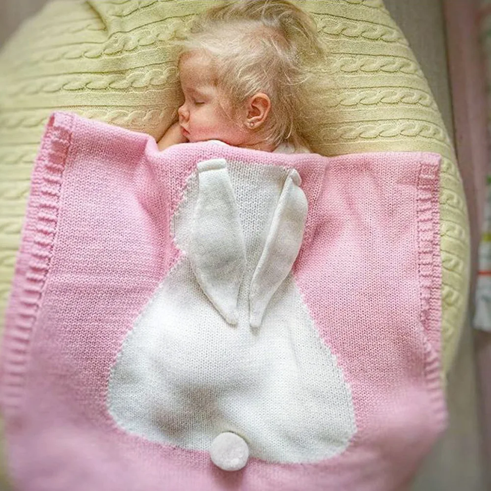 New children air-conditioned blanket cute rabbit wool quilt baby knitted blanket